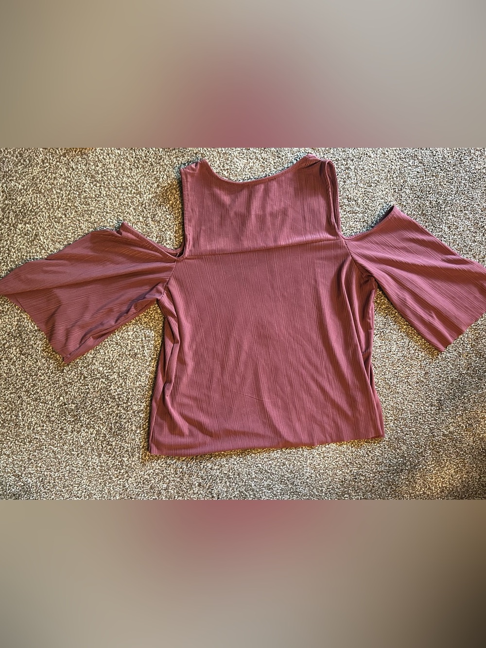 Dusty Rose Cold-Shoulder Ribbed Top - Picture 3 of 3